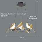 Gold Magpie Bird Ceiling Chandelier: Modern Home Interior Lighting for Living Dining Kitchen