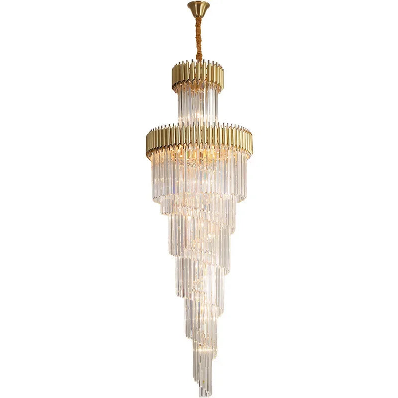 LED Crystal Chandelier: Modern Luxury Rotating Staircase Decorative Lighting Fixtures