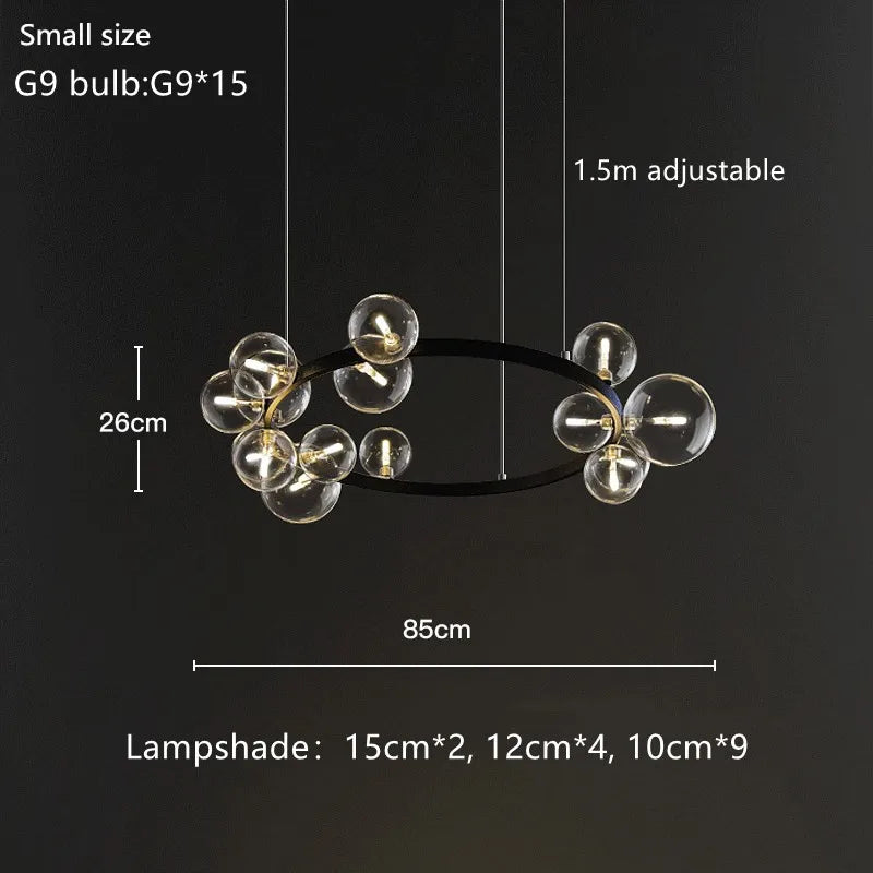 Glass Bubble Chandelier Light for Dining Room and Store
