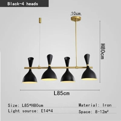 Afralia Nordic LED Multiple Head Chandelier - Black/White Iron Art - Living Room/Bedroom/Kitchen/Hotel