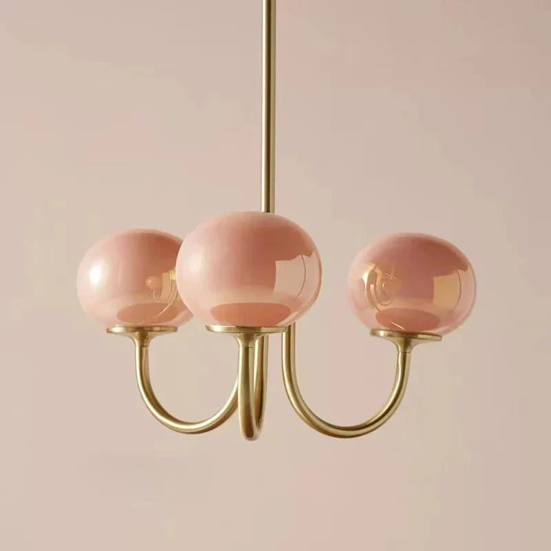 Modern Pink White Glass Ball Pendant Chandelier Cream Stylish Lighting