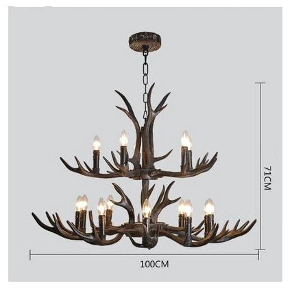 Antler Chandelier: Retro Resin Pendant Lamp for Living Room, Modern Rustic Lighting
