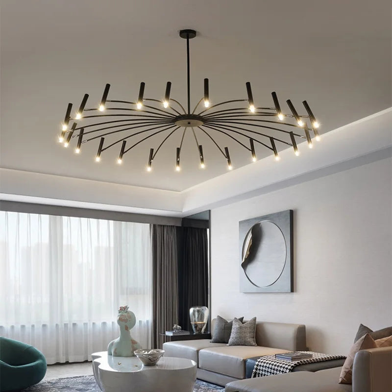 Black Sputnik Chandelier: Nordic Design, Adjustable Lighting for Home Décor