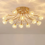 Dendritic Crystal Ceiling Lamp: Nordic Luxury Glass Flower Chandelier for Bright Decor