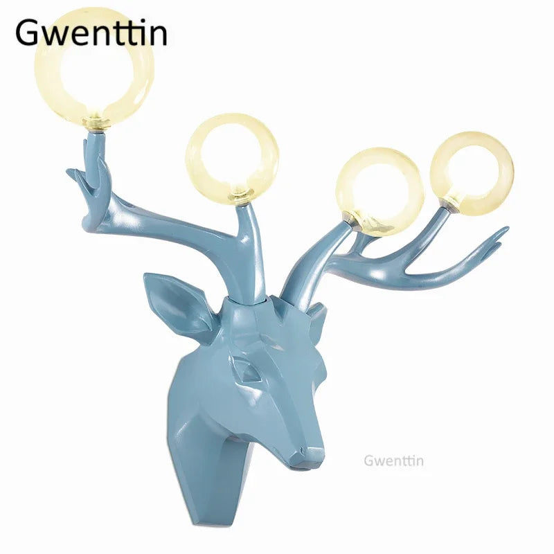 Resin Antlers Wall Sconce: Modern LED Deer Light Fixture for Home Decor