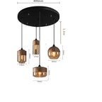 Wood Color Glass LED Pendant Light for Bedroom Dinning Living Room