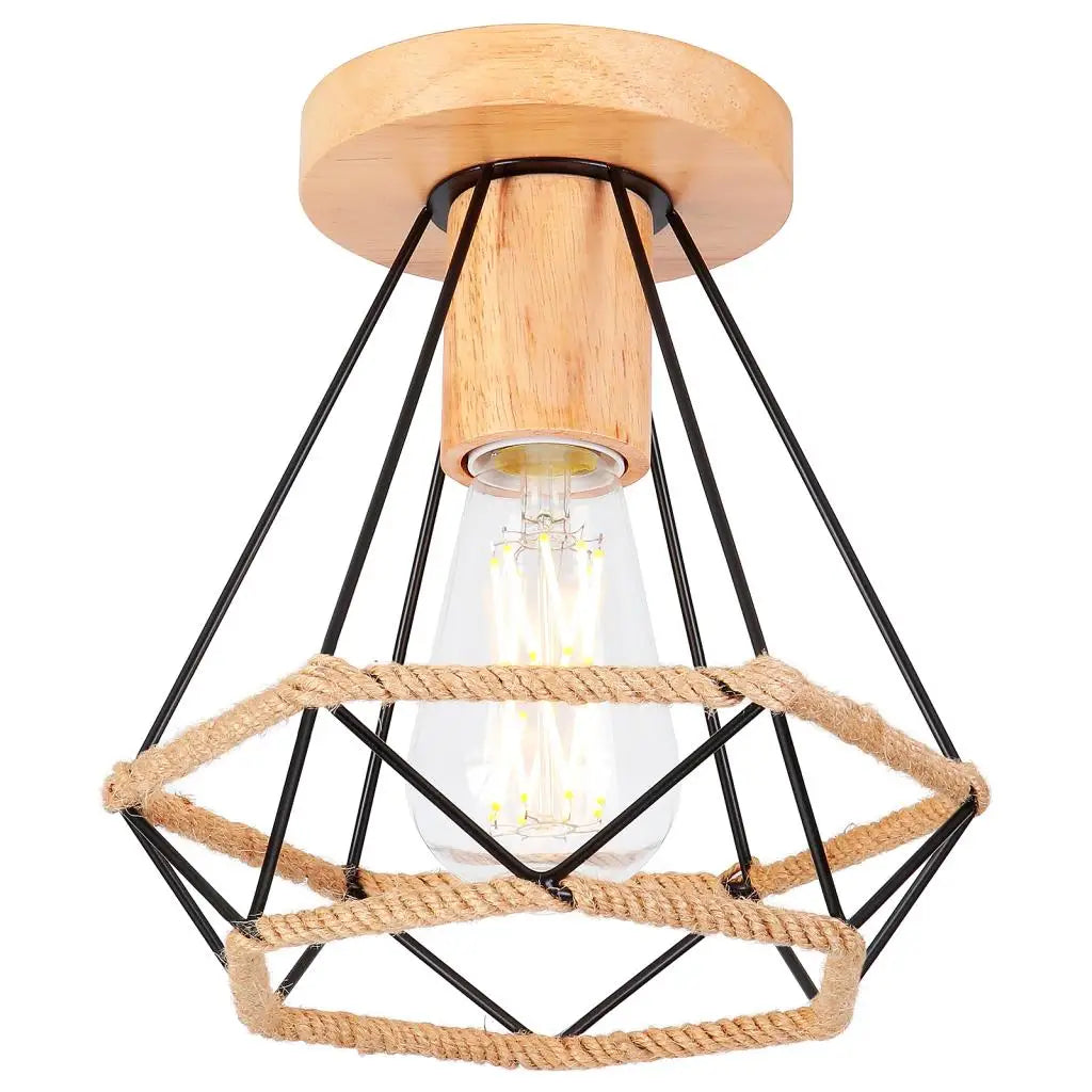 Retro Metal Cage Ceiling Lamp E27 for Indoor Lighting by Afralia™