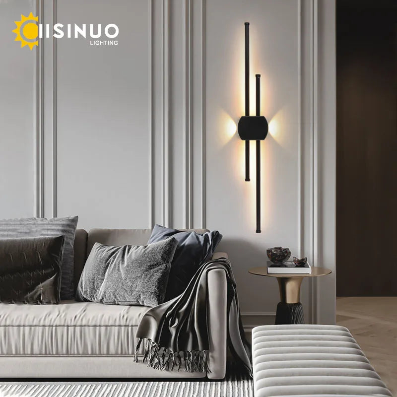 Black Iron LED Wall Lamp for Living Room, Bedside, TV Background - 110v 240v