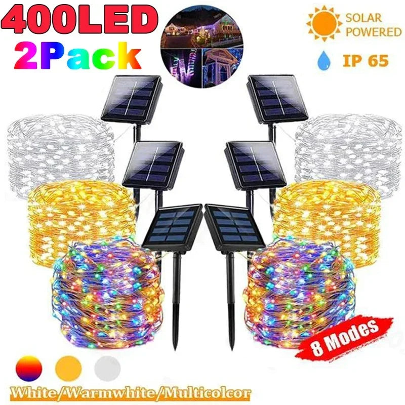 Solar LED Outdoor Fairy Lights Festoon Garland for Garden Decoration