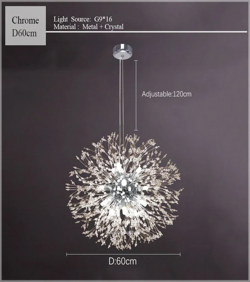 Dandelion Chandelier LED Sparkle Ball Crystal Lighting for Restaurant & Living Room