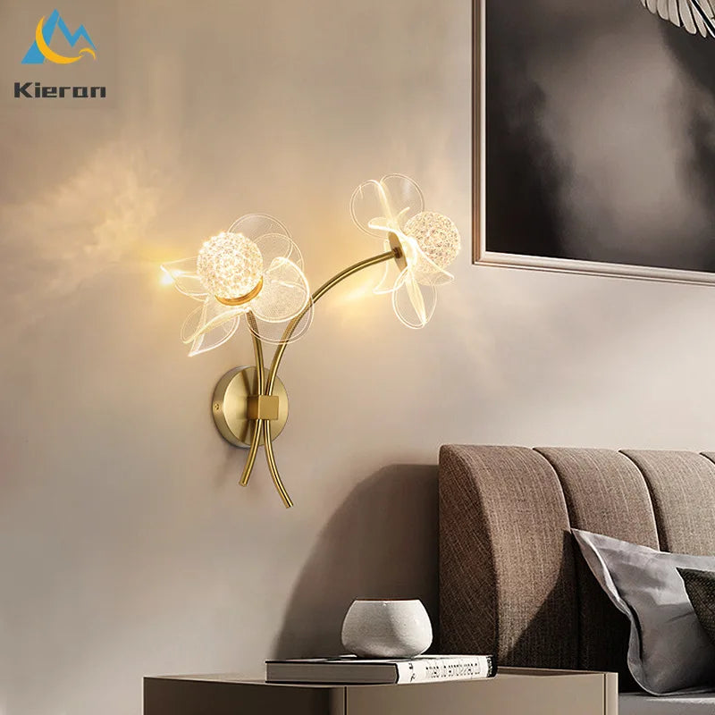 Sunflower LED Wall Lamp: Nordic Modern Bedroom Decor Flower Wall Light