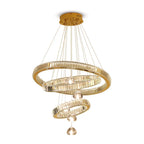 Luxury Crystal Ring Chandelier - Elegant Pendant Light Fixture for Living Room