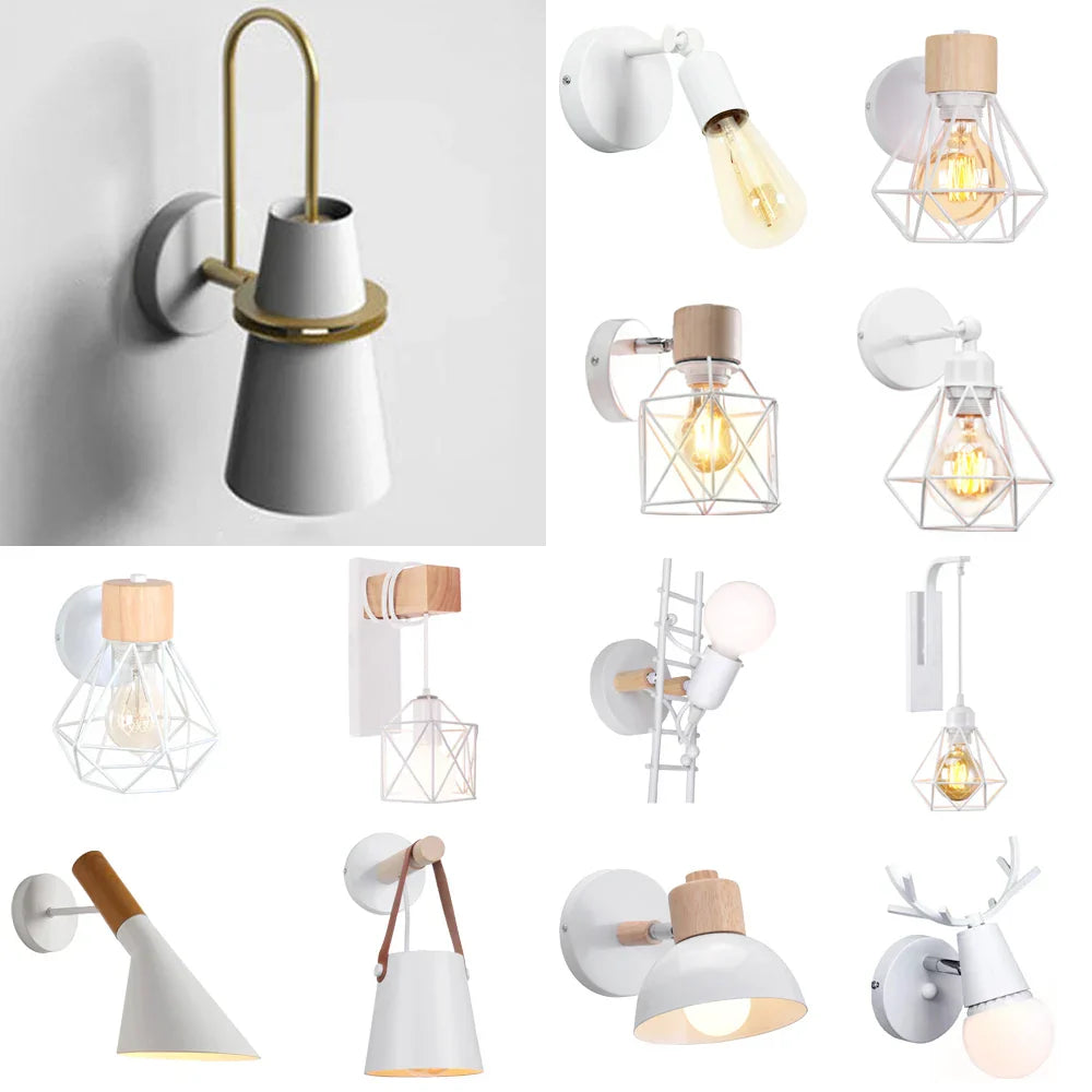 Industrial LED Wall Sconce Iron Bedside Lamp Retro Loft Indoor Lighting