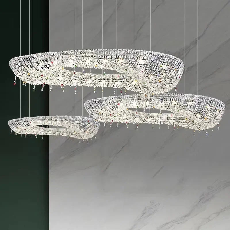Oval LED Crystal Chandelier for Modern Living Dining Room Decor
