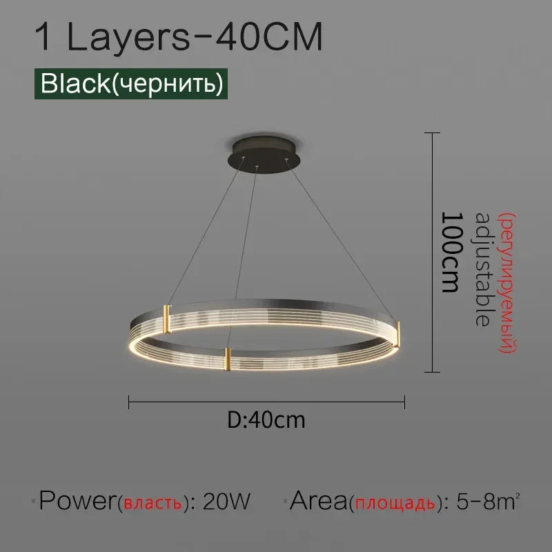 Luxury Ring Pendant Light for Modern Living Room, Bedroom, Dining Room décor