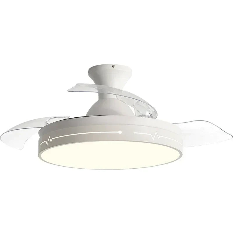 White Ceiling Fan Light with Hidden Fan, Remote Control for Bedroom and Restaurant