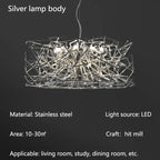 Modern LED Silver Chandelier for Dining Room & Restaurant