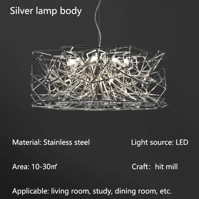 Modern LED Silver Chandelier for Dining Room & Restaurant