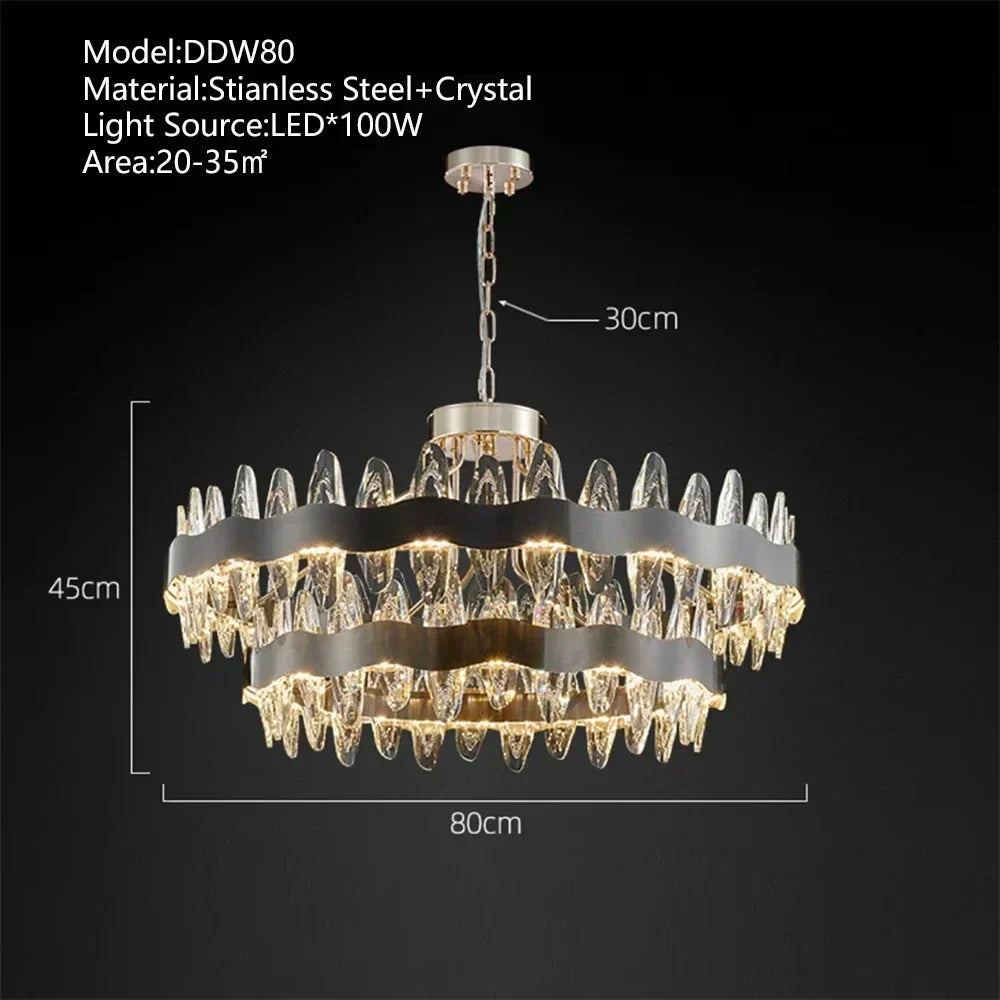Crystal LED Chandelier: Luxury Living Room Pendant Light with Modern Design