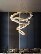Crystal LED Chandelier Circle Hanging Lamp - Modern Luxury Dimmable Lighting