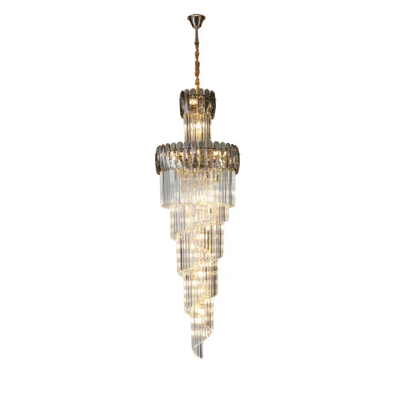 Crystal Luxury Chandelier: Designer Post-modern Duplex Living Room Long Chandelier