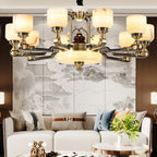 Luxe  Multi-storey Jade Chandelier for Elegant Chinese Villa Duplex Living Rooms