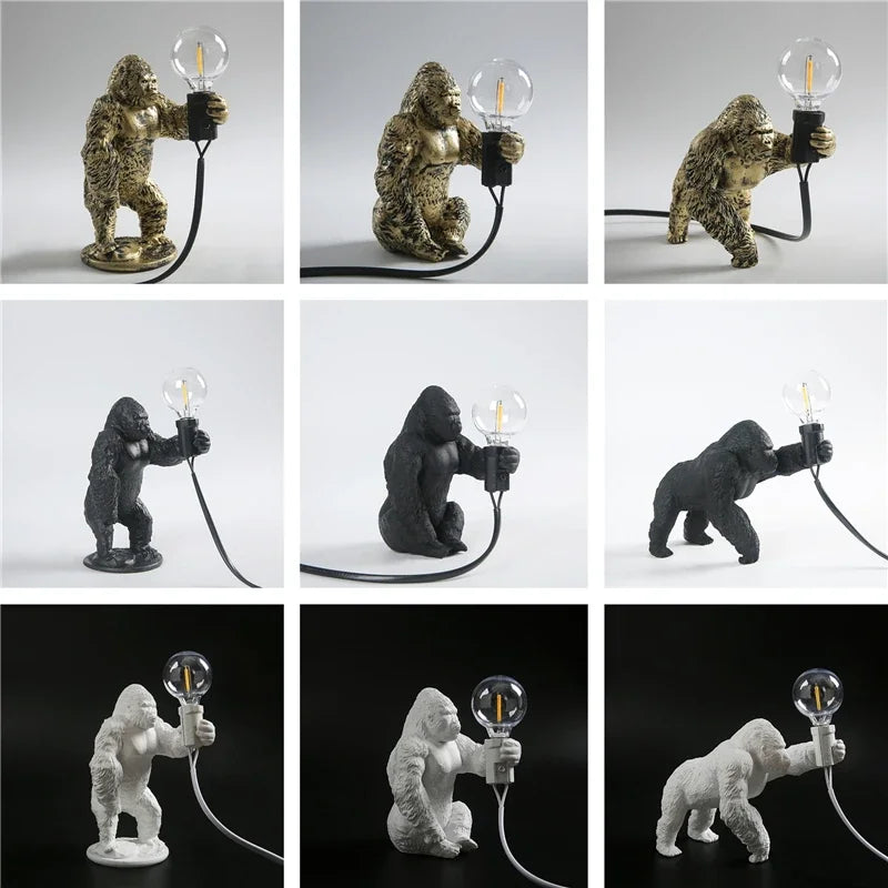 Nordic King Kong Resin Floor Lamp: Modern, Customizable LED Animal Light