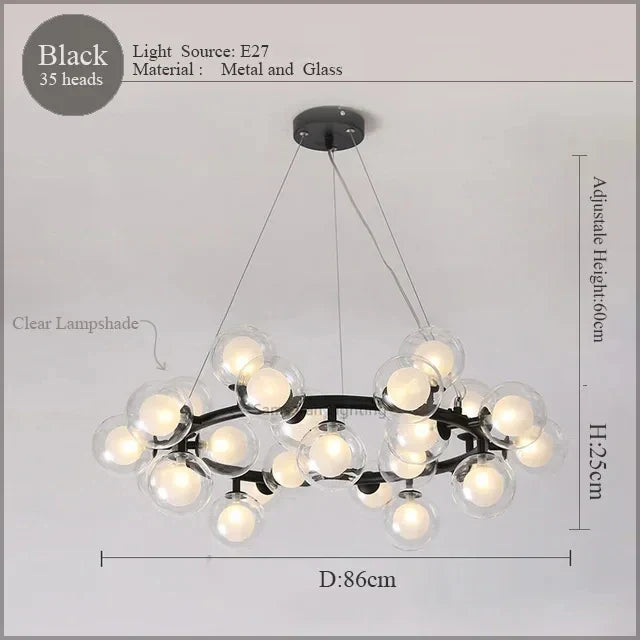 LED Glass Chandelier Pendant Lamp for Living Room Dining Room Lighting