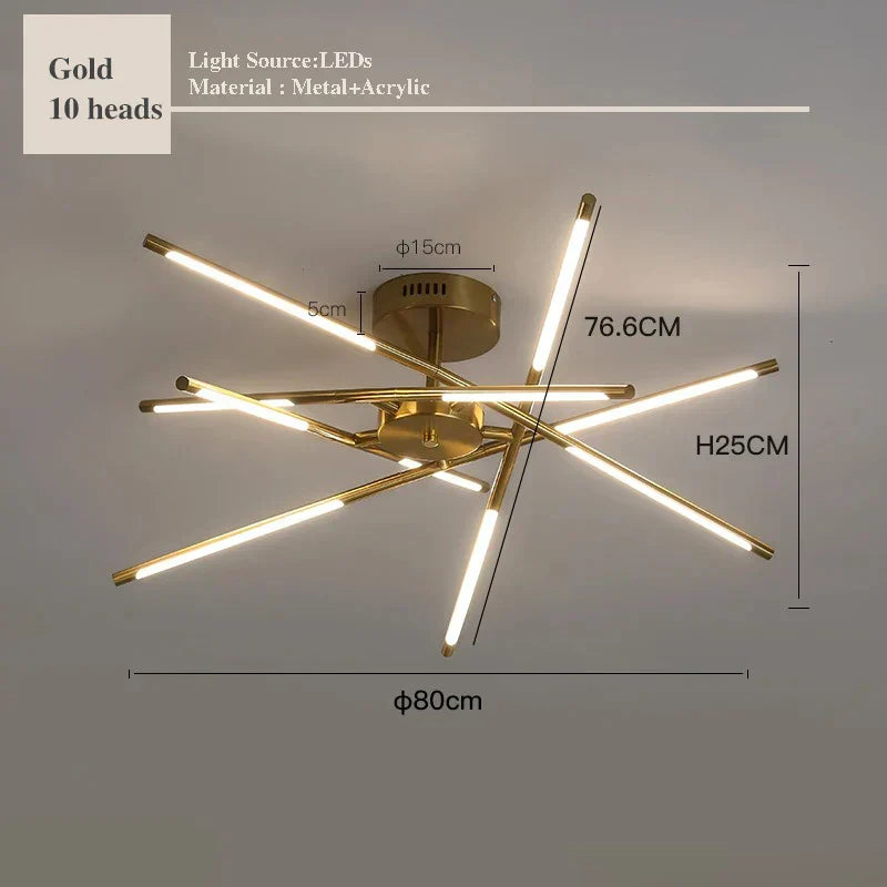 Modern LED Linear Chandelier: Creative Design Ceiling Lamp with Remote for Home Decor