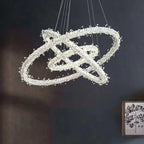 Luxury Crystal LED Chandelier | Dimmable Ring Gloss Ceiling Chandelier for Modern Living Room