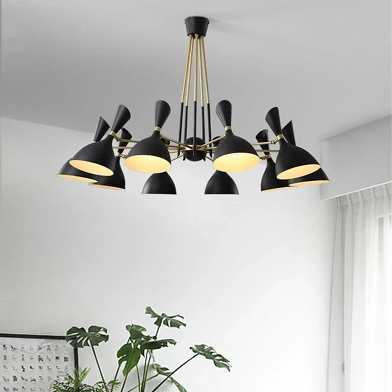 Afralia Nordic LED Multiple Head Chandelier - Black/White Iron Art - Living Room/Bedroom/Kitchen/Hotel