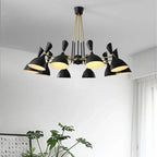 Afralia Nordic LED Multiple Head Chandelier - Black/White Iron Art - Living Room/Bedroom/Kitchen/Hotel