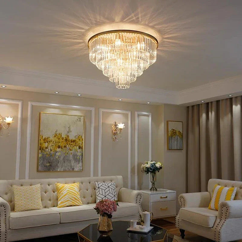 Crystal Flush Ceiling Light: Modern Vintage Bedroom & Hotel Décor