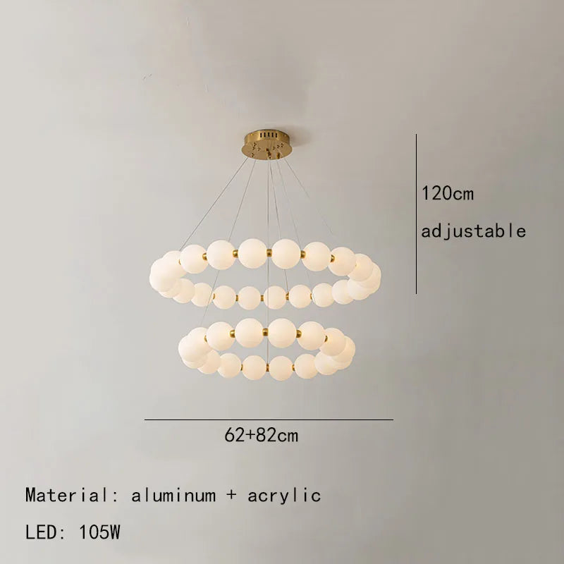 Nordic Ring LED Chandelier Acrylic Dimmable for Living Room Bedroom Hall