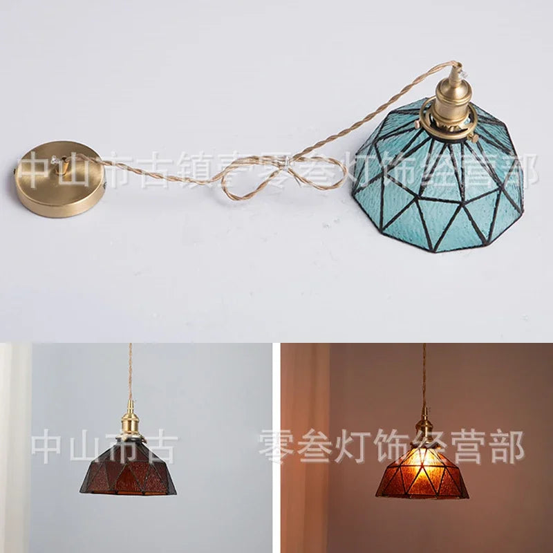 Tiffany Glass Chandelier Pendant Ceiling LED Light for Nordic Bedroom