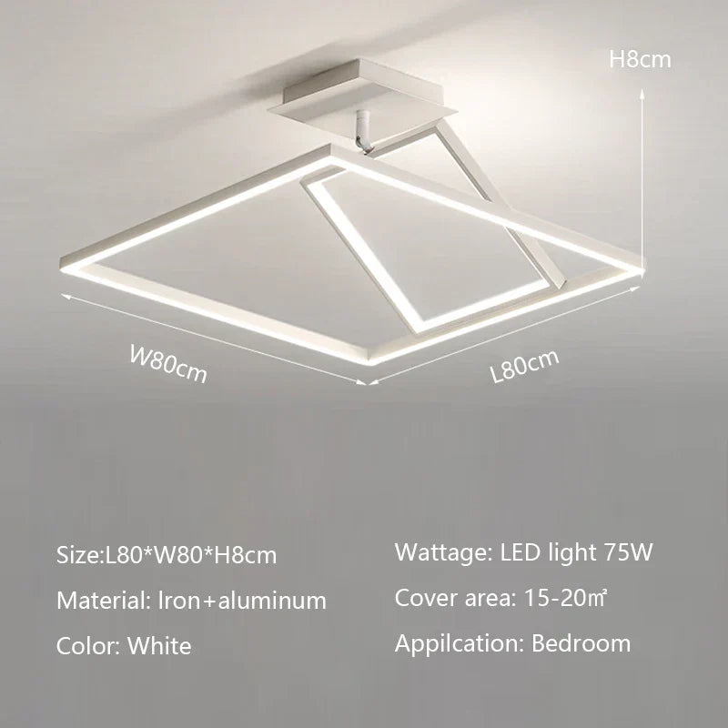 Modern Minimalist LED Ceiling Chandelier Dimmable Bedroom Living Room Lighting