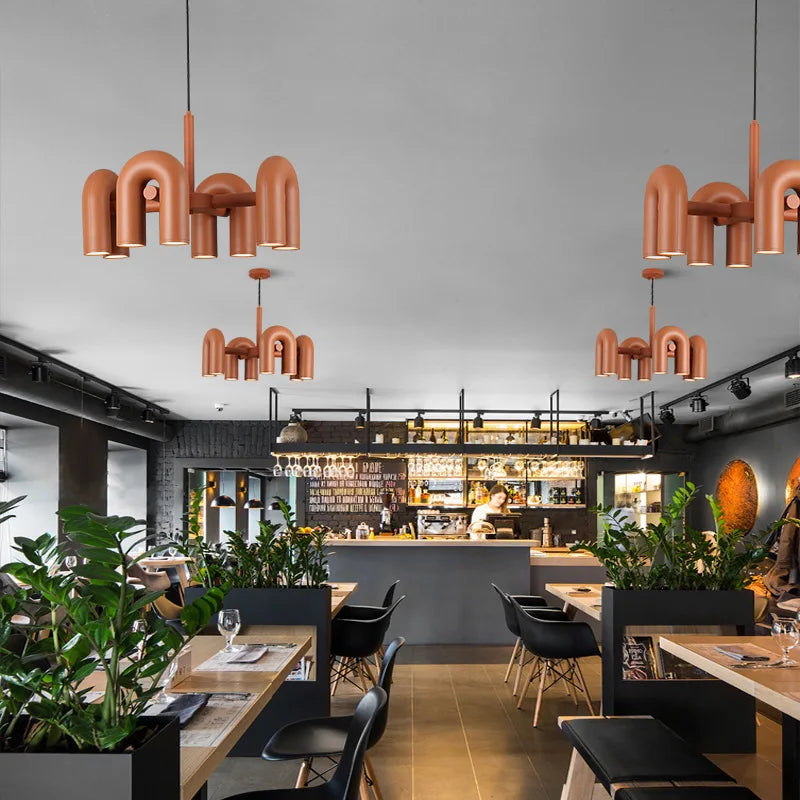 U-shaped Iron Chandelier Modern Minimalist LED Lighting for Home and Restaurant