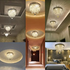 Crystal Led Chandelier: Small Luxury Gold/Silver Ceiling Light for Home Living Room Hallway