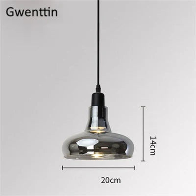 Smoky Gray Glass Pendant Light Retro Loft Industrial Hanging Lamp for Living Room Bedroom by Afralia™.