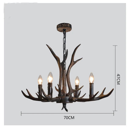 Antler Chandelier: Retro Resin Pendant Lamp for Living Room, Modern Rustic Lighting