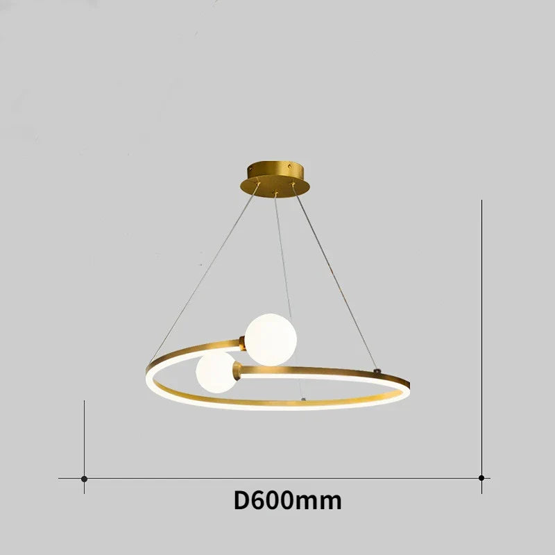 Gold Nordic Ring LED Ceiling Chandelier for Dining Room Pendant Lighting