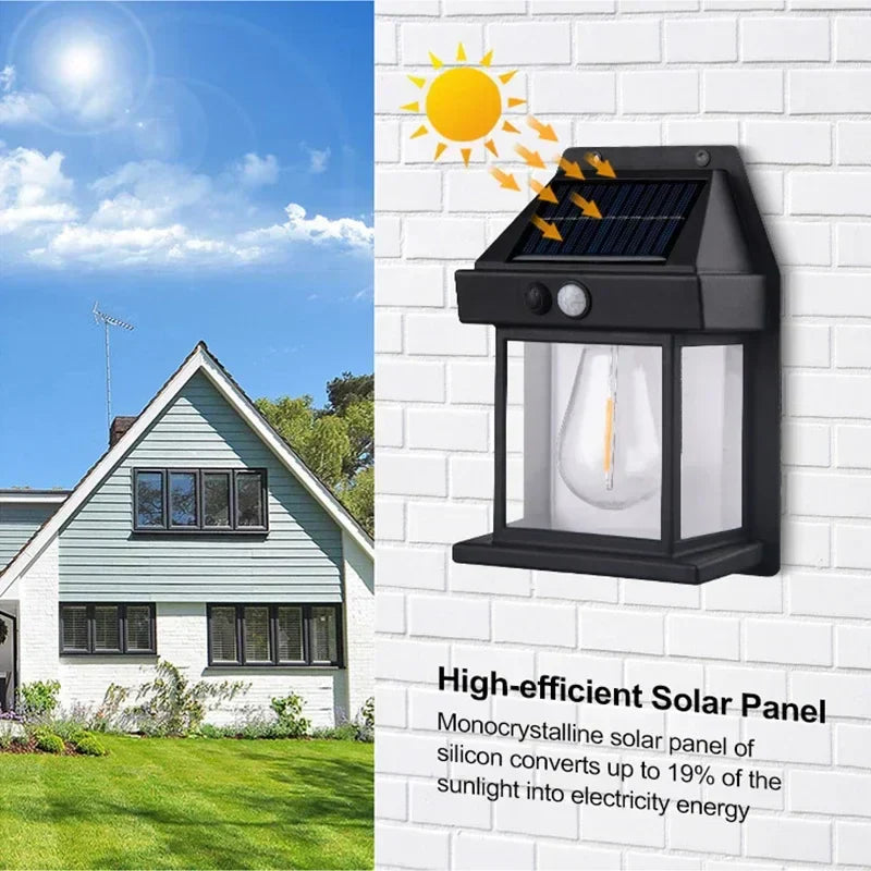 Solar Tungsten Filament Wall Lamp - Waterproof Garden Light