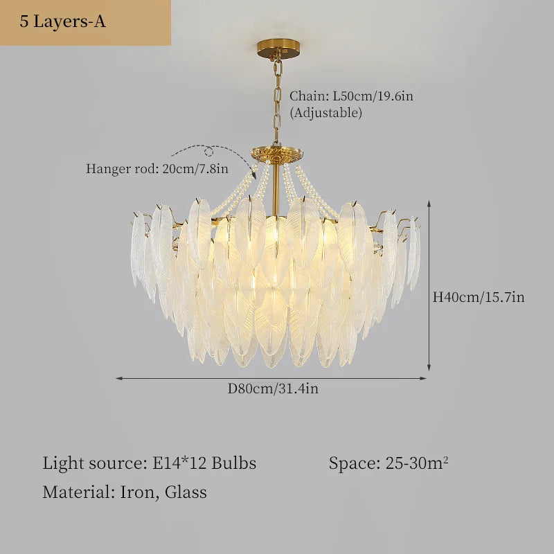 Feather Pendant Chandelier for Luxe Ceiling Decor in French Loft Style