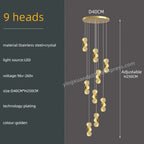 Gold Crystal Chandeliers LED Pendant Lamp for Modern Living Spaces