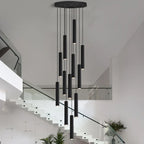 Black LED Crystal Staircase Chandelier: Modern Nordic Design, Creative Island Hanging Lamp