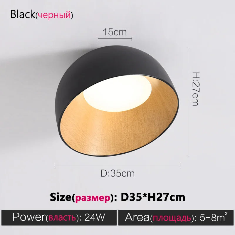 Nordic Wood Grain Ceiling Lamp for Living Room Bedroom, Minimalist Designer Art Lighting