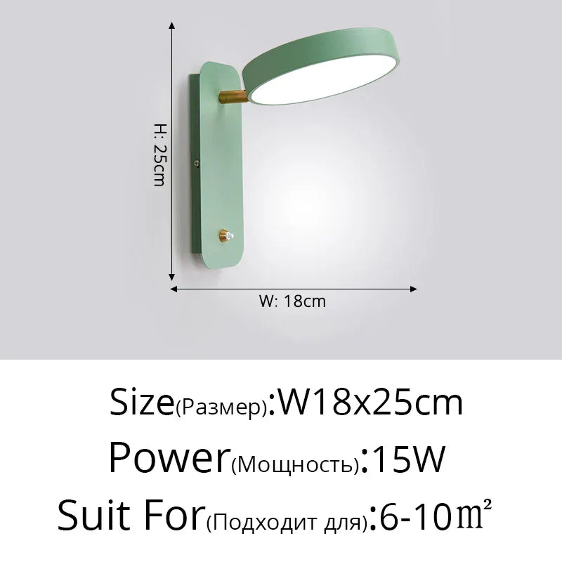 Rotatable Macaron Wall Sconce with Switch - Modern Nordic Design for Home Lighting