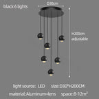 Metal Globe Lens Chandelier for Living Room Kitchen Bedroom Staircase