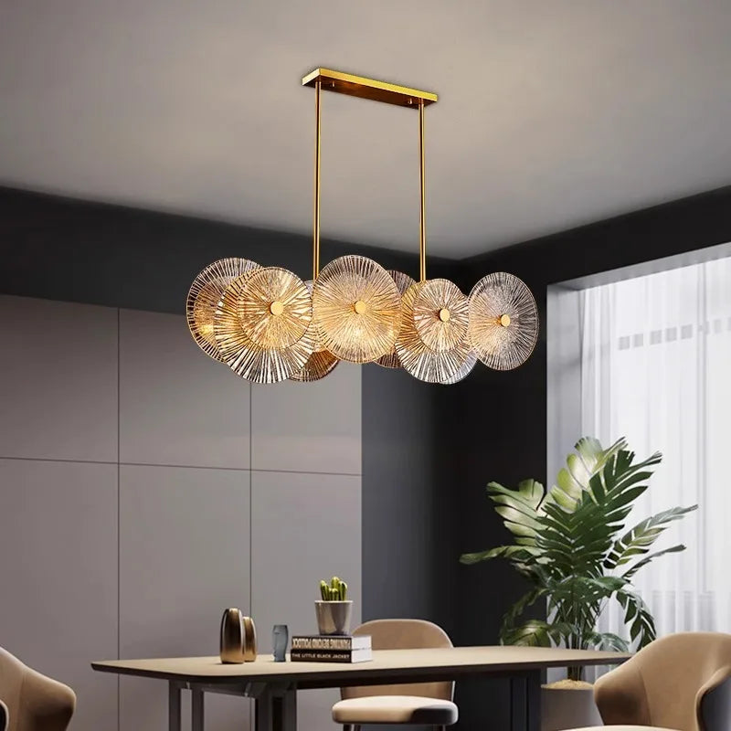 Luxury Lustre Glass Chandelier LED Pendant Lamp for Living Room Dining Bedroom