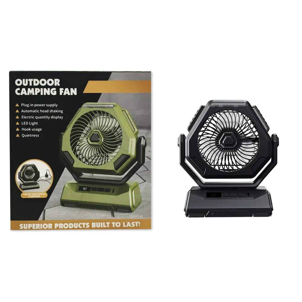 Solar Fan Camping Light: Portable Desk Lamp, 4 Speeds, Rechargeable for Outages & Outdoor Retreats